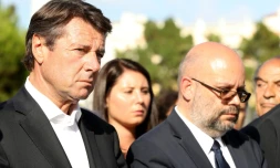 Le président de la région Paca, Christian Estrosi, et le maire de Nice Philippe Pradal lors d'une cérémonie en hommage aux victimes de l'attentat le 21 juillet 2016 à Nice
