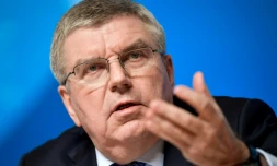 Thomas Bach en conférence de presse à Pyeongchang, le 4 février 2018 à la veille de l'ouverture des Jeux d'hiver