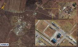Image satellite d'Airbus Defence and Space diffusée le 18 octobre 2024 par le renseignement sud-coréen, montrant selon lui la base militaire russe de Khabarovsk où sont stationnés des soldats nord-coréens