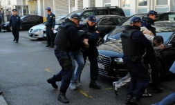 Arrestations par la police monténégrine, le 16 octobre 2016 à Podgorica