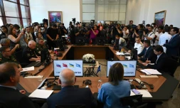 Le Centre de coordination conjointe (CCC), chargé du contrôle des exportations de céréales ukrainiennes via la mer Noire inauguré, le 27 juillet 2022 à Istanbul, en Turquie