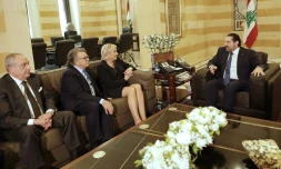 Marine Le Pen et Gilbert Collard rencontrent le Premier ministre libanais Saad Hariri à Beyrouth le 20 février 2017