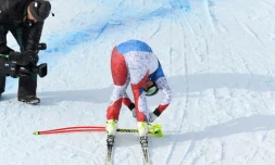 Lara Gut à l'arrivée de la descente du combiné, le 10 février 2017 aux Mondiaux de Saint-Moritz