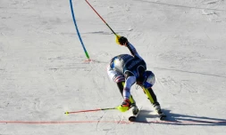 Le skieur français Alexis Pinturault lors de sa deuxiÚme place du combiné des Mondiaux à Cortina d'Ampezzo, Italie, le 15 février 2021