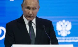 Le président russe Vladimir Poutine lors d'un forum consacré à l'énergie à Moscou, le 3 octobre 2018