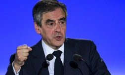 François Fillon lors d'un meeting de campagne à Chassieu près de Lyon le 12 avril 2017