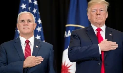 Donald Trump et le vice-président Mike Pence le 21 mai 2018 à Langley, en Virginie