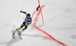 Le Suédois Matts Olsson lors du géant parralèle d'Alta Badia en Italie, le 18 décembre 2017