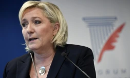 La présidente du Front national Marine Le Pen à Nanterre, près de Paris, le 8 décembre 2017