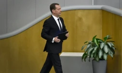 Le Premier ministre russe Dmitri Medvedev à la Douma, chambre basse du Parlement russe, à Moscou, le 19 avril 2016