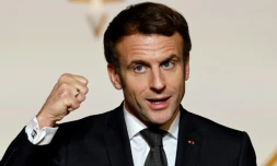 Le président Emmanuel Macron lors d'un discours à une cérémonie de remise de prix à l'Elysée le 12 janvier 2022