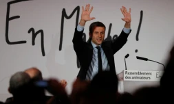 Emmanuel Macron lors d'une réunion des cadres du mouvement "En Marche", le 5 novembre  2016 à Paris