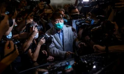 Le magnat des médias hongkongais Jimmy Lai à sa libération le 12 août 2020 à Hong Kong