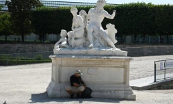 Les Jardins des Tuileries à Paris le 26 juin 2019, lors d'une canicule record