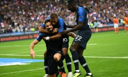 Victoire des Bleus sur les Pays-Bas avec notamment des buts d'Olivier Giroud et Kilian Mbappé, au Stade de France, le 9 septembre 2018 
