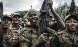 Des soldats éthiopiens en formation au sud du Tigré le 15 septembre 2021