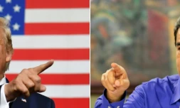 Combo réalisé en 2019 de portraits de Donald Trump (g) et Nicolas Maduro