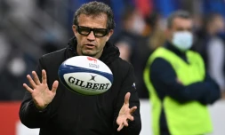 Le sélectionneur du XV de France Fabien Galthié avant d'affronter l'Ecosse, le 26 mars 2021 au Stade de France