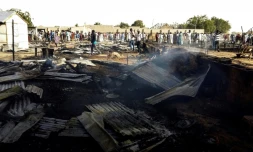 Attentat à la bombe près d'un camp pour déplacés, le 22 mars 2017 à Maiduguri, dans le nord du Nigeria