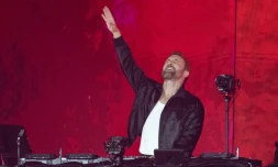 Le DJ français David Guetta en concert lors de la Fête de la musique, le 21 juin 2025 à Marseille 