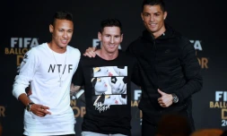 Neymar, Lionel Messi et Cristiano Ronaldo, le 11 janvier 2017 à Zurich