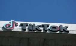 Le logo de TikTok Ă Culver City, en Californie, le 30 septembre 2025