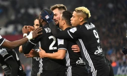 Les Lyonnais vainqueurs du choc de Ligue 1 face à Marseille, le 18 mars 2018 au Vélodrome 