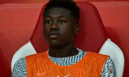 Le jeune défenseur de Monaco Kevin N'doram, avant un match contre Lille, le 10 septembre 2016 à Villeneuve d'Ascq