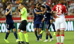 Les Lyonnais restent sur un succÚs éclatant sur la pelouse de l'AS Monaco en ouverture du championnat, le9 août 2019 à Louis II