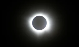 Une éclipse solaire totale observée depuis Nazas, dans l'État de Durango, le 8 avril 2024 au Mexique