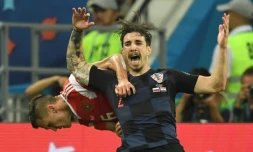 L'arrière droit croate Sime Vrsaljko contre la Russie en quarts de finale du Mondial, le 7 juillet 2018 à Sotchi
