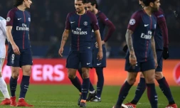 Les joueurs du PSG accablés lors de la victoire du Real au Parc des Princes le 6 mars 2018 