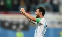 Lionel Messi fou de joie après la qualification de l'Argentine en 8e de finale du Mondial 2018 le 26 juin 2018 