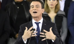 Manuel Valls, le 5 décembre 2016 à la mairie d'Evry, lors de l'annonce de sa candidature à l'élection présidentielle