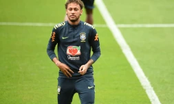 Le Brésilien Neymar à l'entraînement à Liverpool le 2 juin 2018