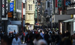 Une rue commerçante à Dortmund, en Allemagne, le 20 avril 2020, premier jour de la levée progressive du déconfinement, avec l'ouverture des magasins