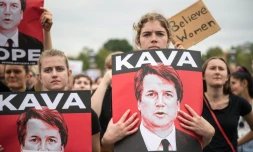 Des manifestantes devant le Capitole, à Washington, pour protester contre la nomination du juge Brett Kavanaugh à la Cour suprême, le 6 octobre 2018