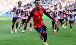 La joie de Ferran Torres, buteur et héros de la finale qui a sacré l'Espagne face à l'Argentine en finale du Mondial, le 19 juillet 2026 à East Rutherford