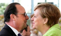 Le président français François Hollande et la chancelière Angela Merkel à Berlin, le 8 mai 2017