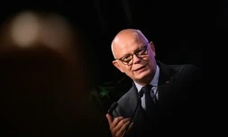 L'ex-Premier ministre français, maire du Havre et dirigeant du parti Horizons, Edouard Philippe, prononce son discours à Angers, dans l'ouest de la France, le 15 septembre 2023