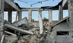 Un bâtiment détruit de la colonie pénitentiaire de la région de Zaporijjia, après des frappes russes, le 29 juillet 2025