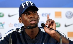 Le milieu de terrain français Paul Pogba en conférence de presse, le 24 juin 2018 à Moscou