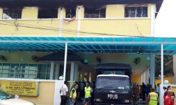 L'école religieuse où s'est déclaré un incendie, le 14 septembre 2017 à Kuala Lumpur, en Malaisie