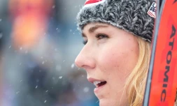 L'Américaine Mikaela Shiffrin à l'arrivée du slalom géant de Soelden, le 27 octobre 2018