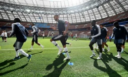 Les joueurs de l'équipe de France à l'entraînement au stade Loujniki, le 25 juin 2018, en vue du match contre le Danemark