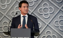 L'ancien Premier ministre français, Manuel Valls, annonce sa candidature à la mairie de Barcelone le 25 septembre 2018 à Barcelone