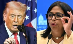 Portrait combiné du président américain Donald Trump et de la chef de l'Etat intérimaire vénézuélienne Delcy Rodriguez