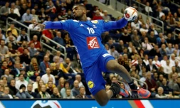 Le Français Dika Mem lors de la victoire face à la Corée à Berlin lors du Mondial le 14 janvier 2019