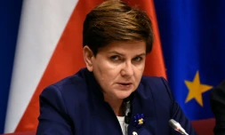 La Première ministre polonaise Beata Szydlo lors d'une conférence de presse à Bruxelles, le 18 décembre 2015