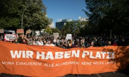 Manifestation à Berlin le 20 septembre 2020 pour appeler les pays européens à accueillir les migrants du camp grec de Moria, ravagé par un incendie